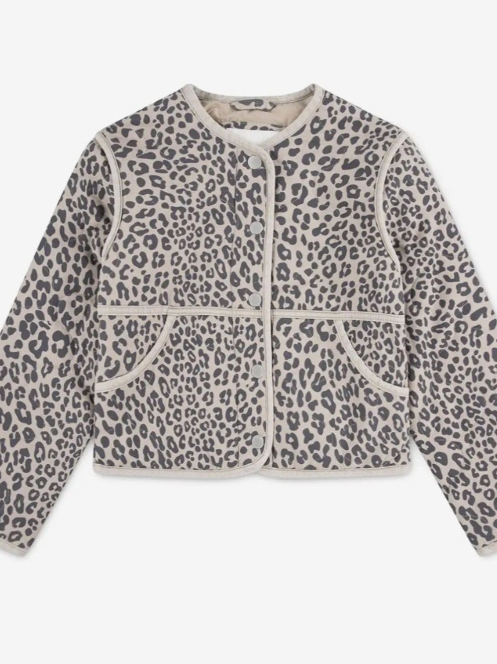 abercrombie kids Leopard-Print Snap Jacket - Gray & Cream - Size 17/18